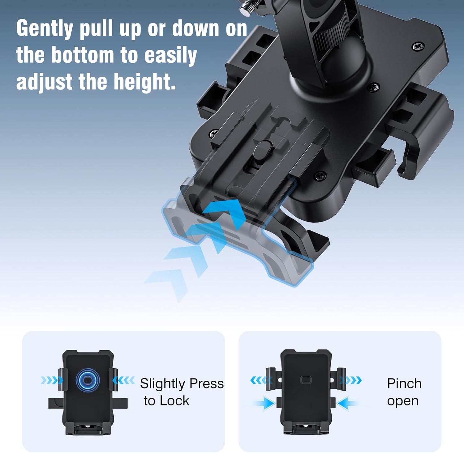 Bike Phone Holder Mount, Secure Handlebar Phone Mount Holder for Bike and Motorcycle, Suitable for iPhone and 4.5-6.8 Smartphones, Black